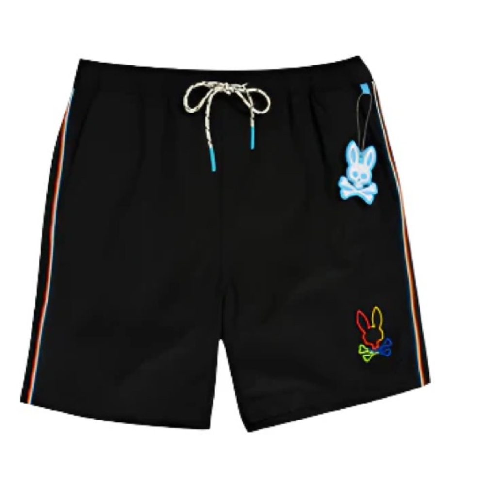 PSYCHO BUNNY men’s black big & tall 6X swim shorts trunks style B9W336S1PO NWT